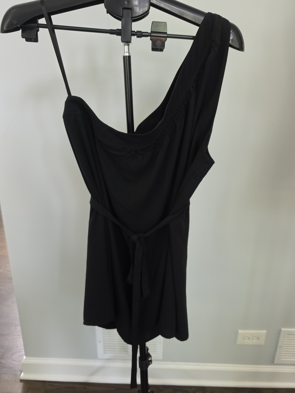 Women’s Black One-Shoulder Tie-Waist Top
